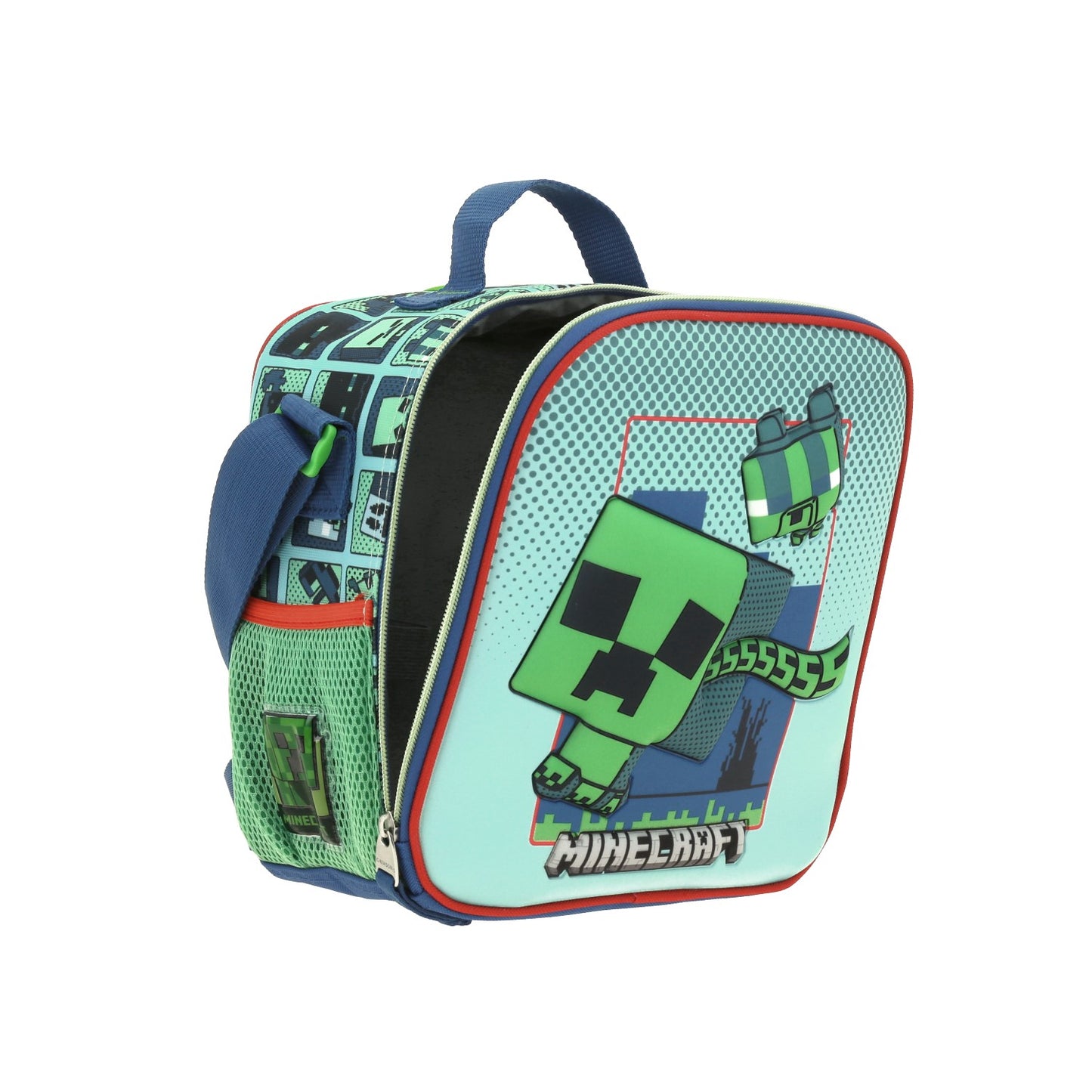 Lonchera Chenson Minecraft modelo BLIPER color azul con verde