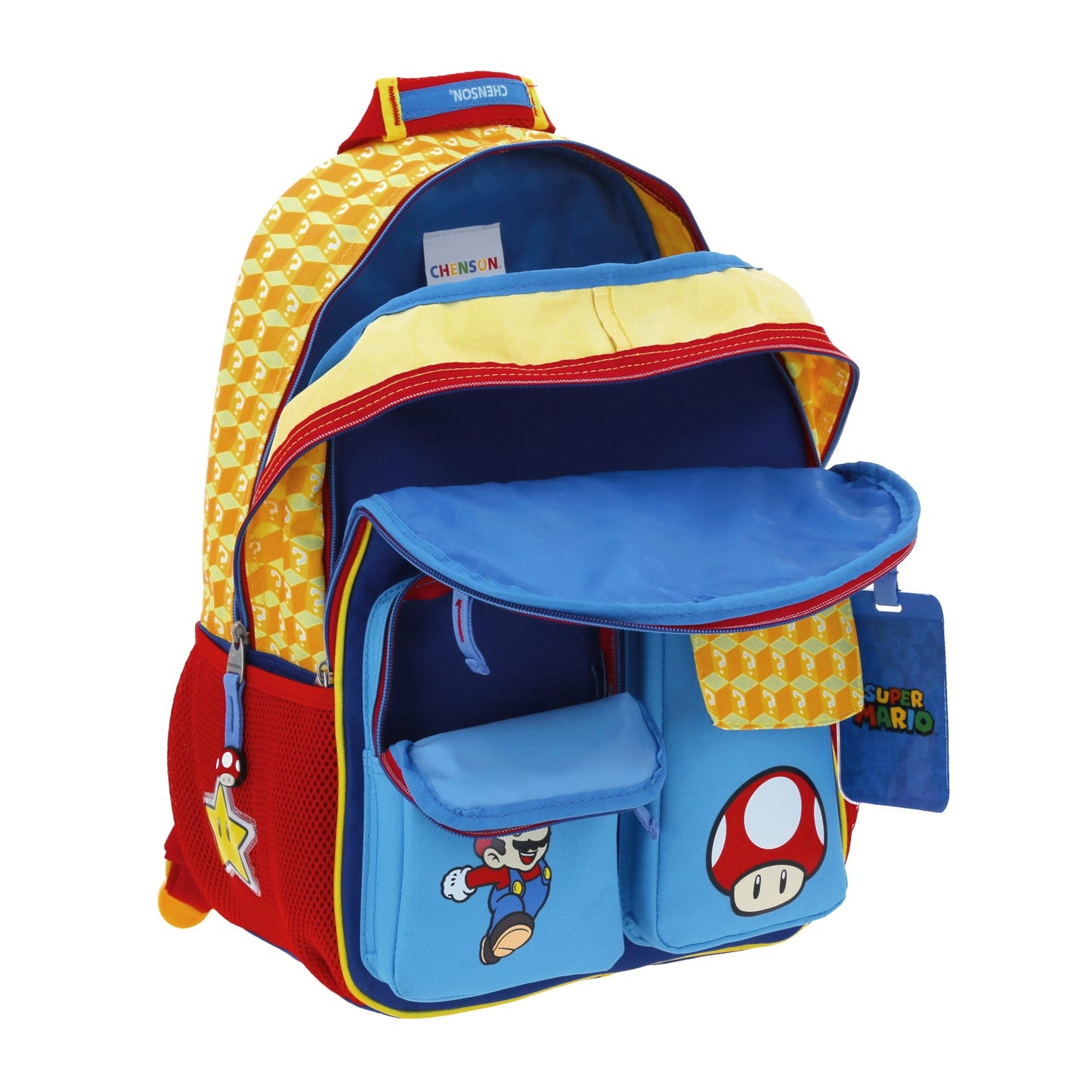 Mochila Chenson Super Mario Bros modelo ETHIAN color azul con rojo y amarillo