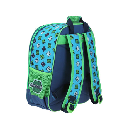 Mochila Chenson Minecraft modelo SORV color azul con verde tamaño KINDER