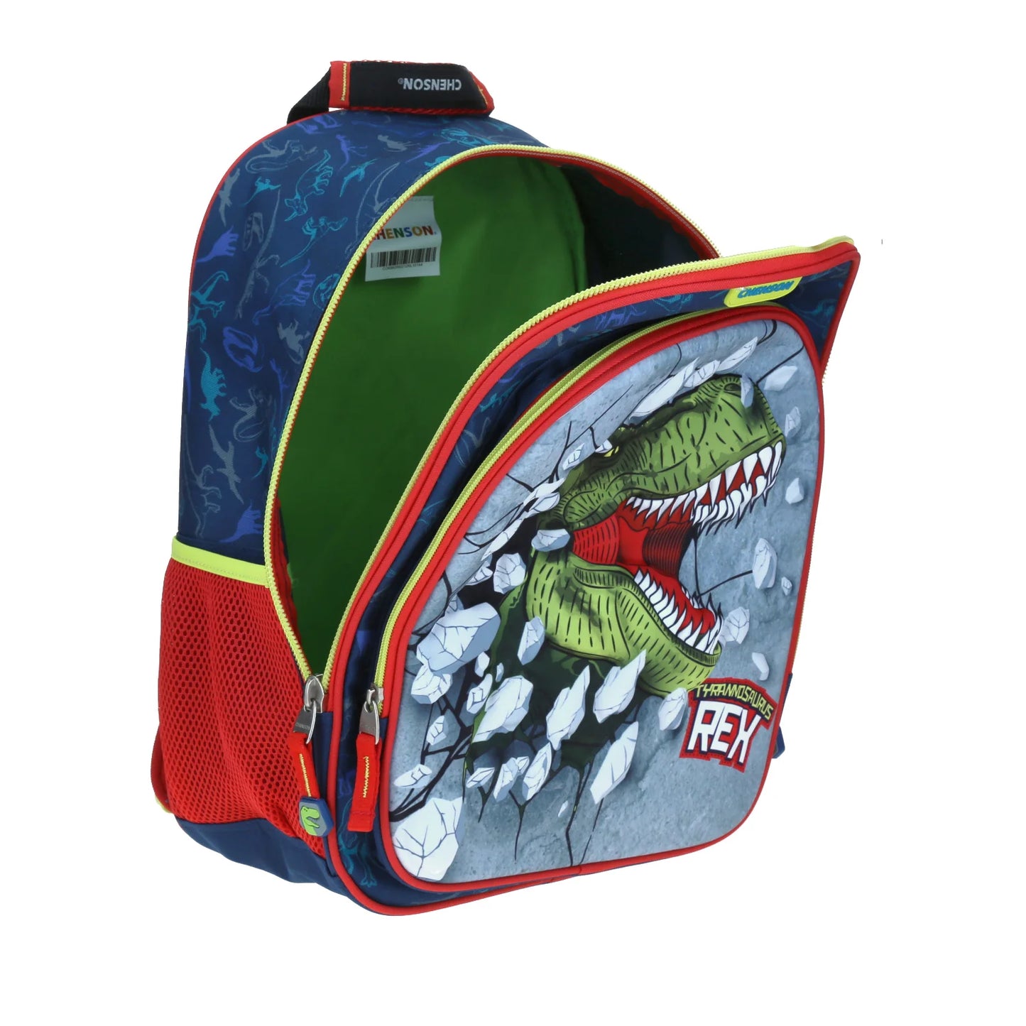 Mochila Chenson modelo T-Rex MATI color azul con rojo