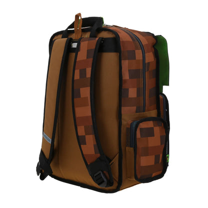 Mochila Chenson Minecraft modelo PEXEL color ladrillo con verde