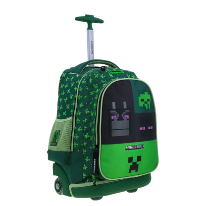 Mochila Chenson Minecraft modelo CONST color con verde con RUEDAS