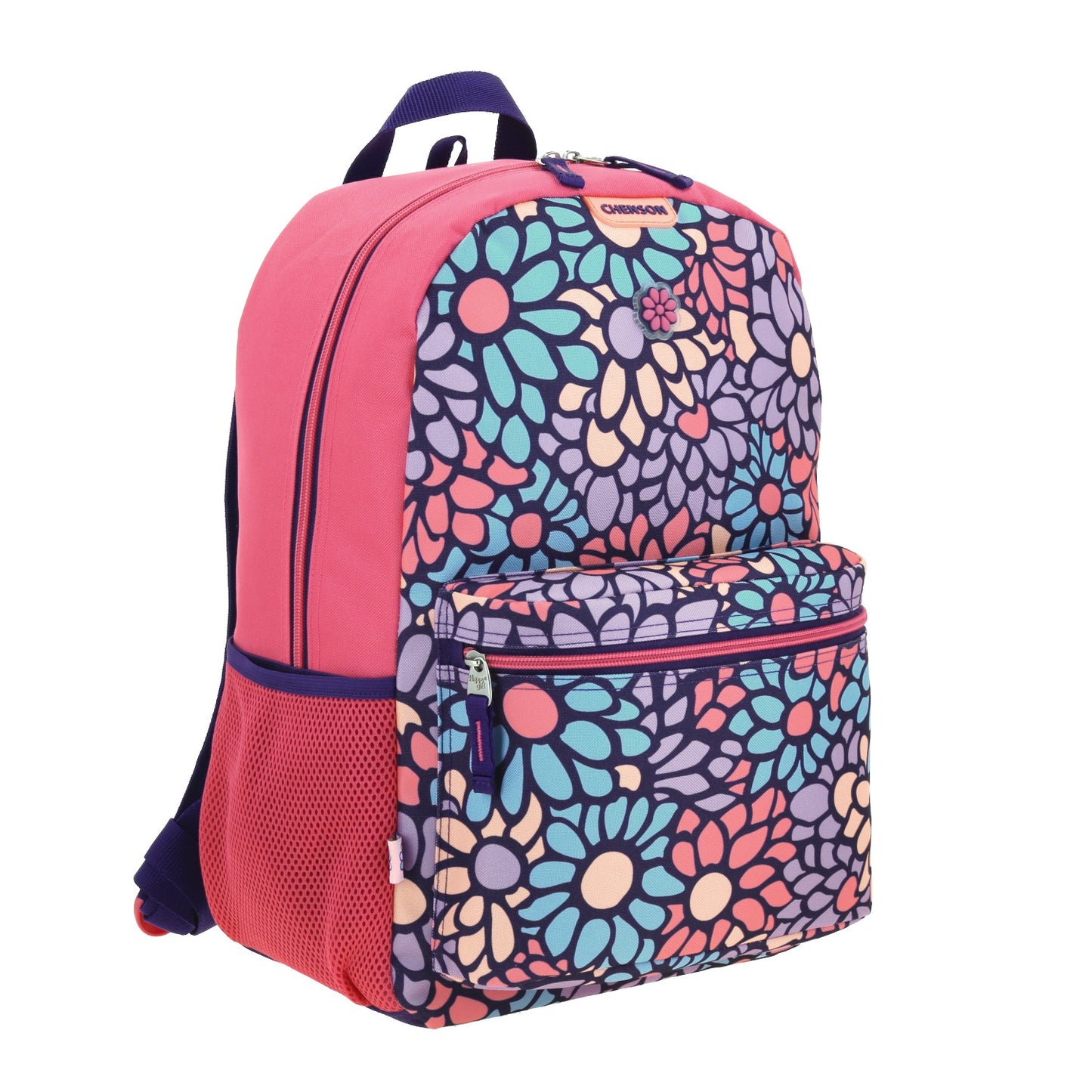 Mochila Chenson Happy Girl modelo TENCIA color rosa con lila, azul y amarillo