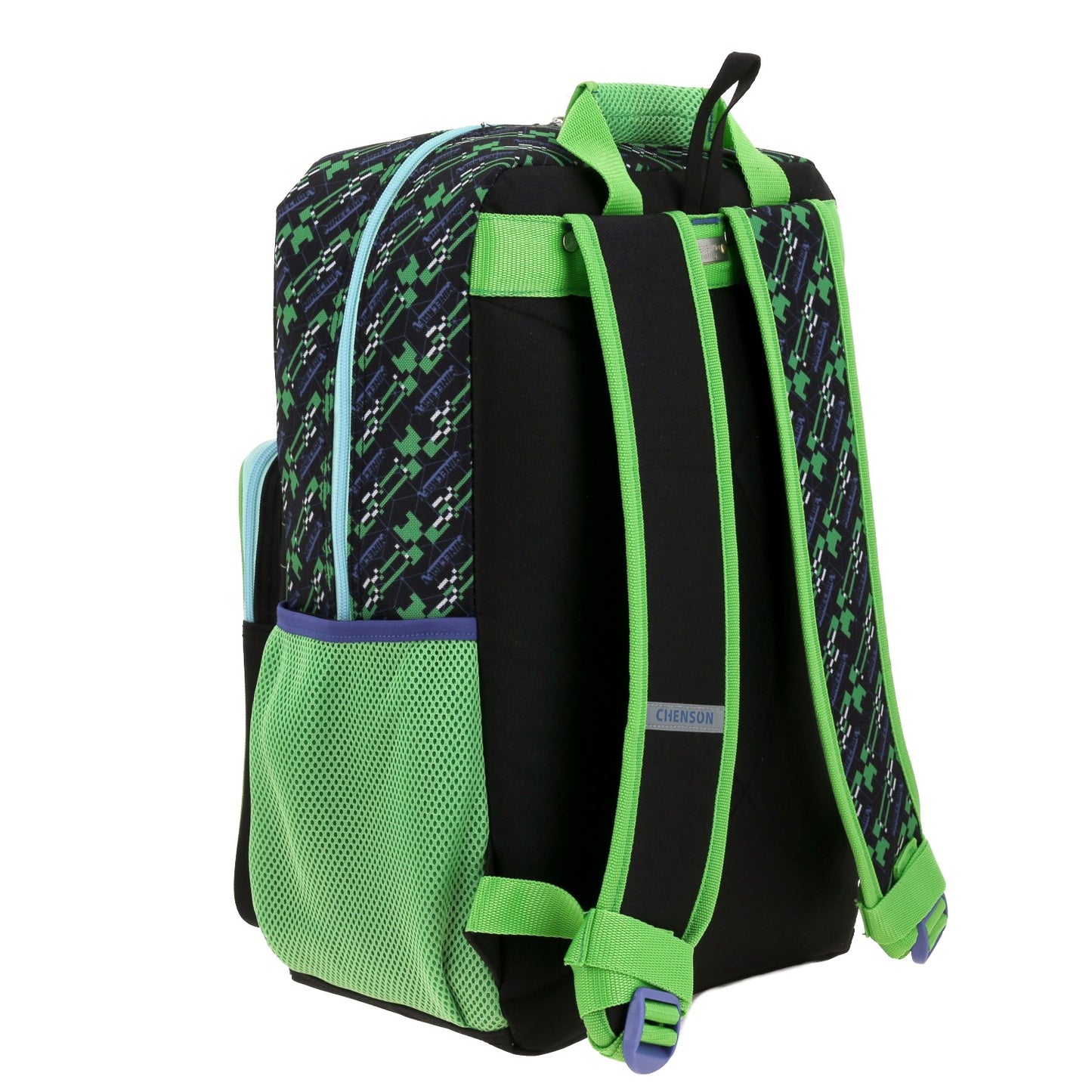 Mochila Chenson Minecraft modelo BINIT color negro con verde