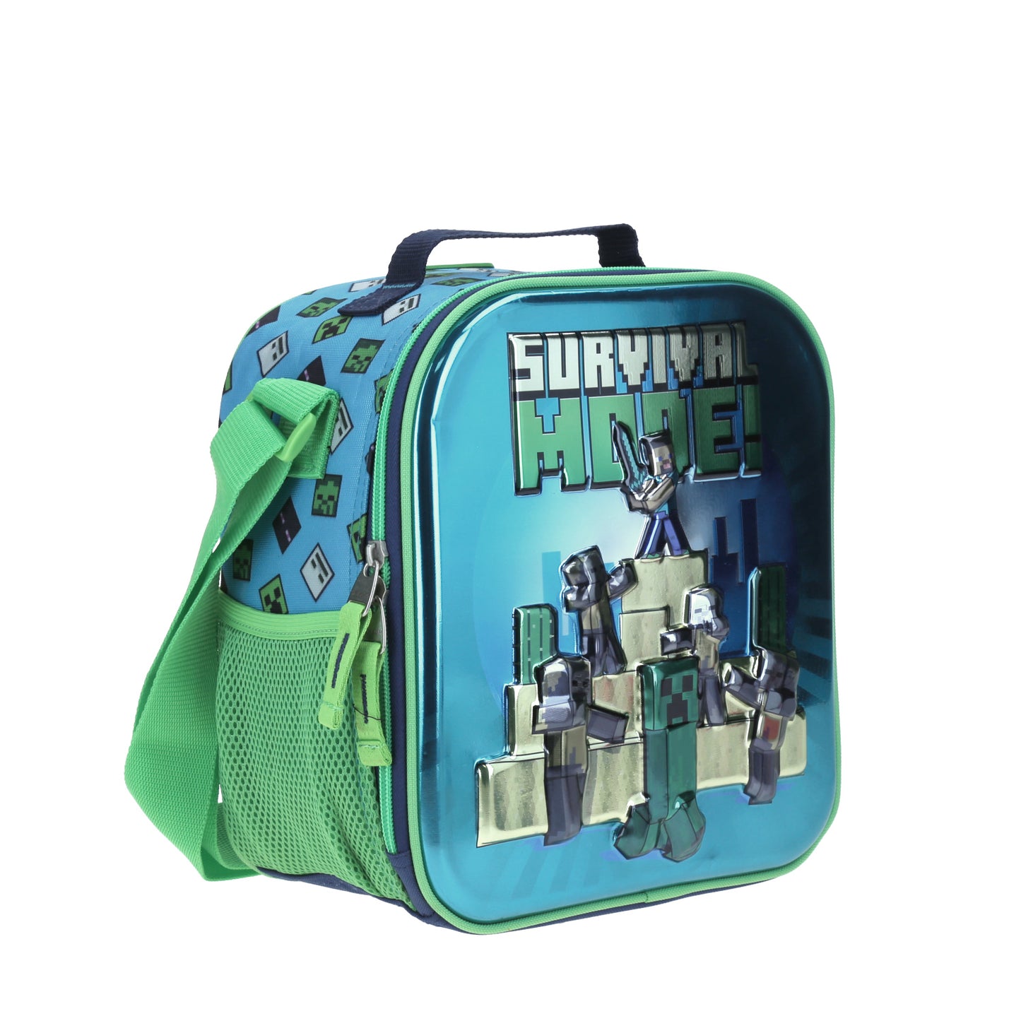 Lonchera Chenson Minecraft modelo SORV color azul con verde