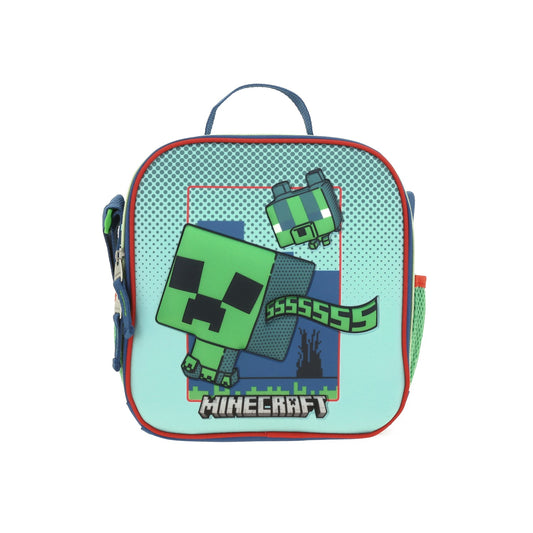 Lonchera Chenson Minecraft modelo BLIPER color azul con verde