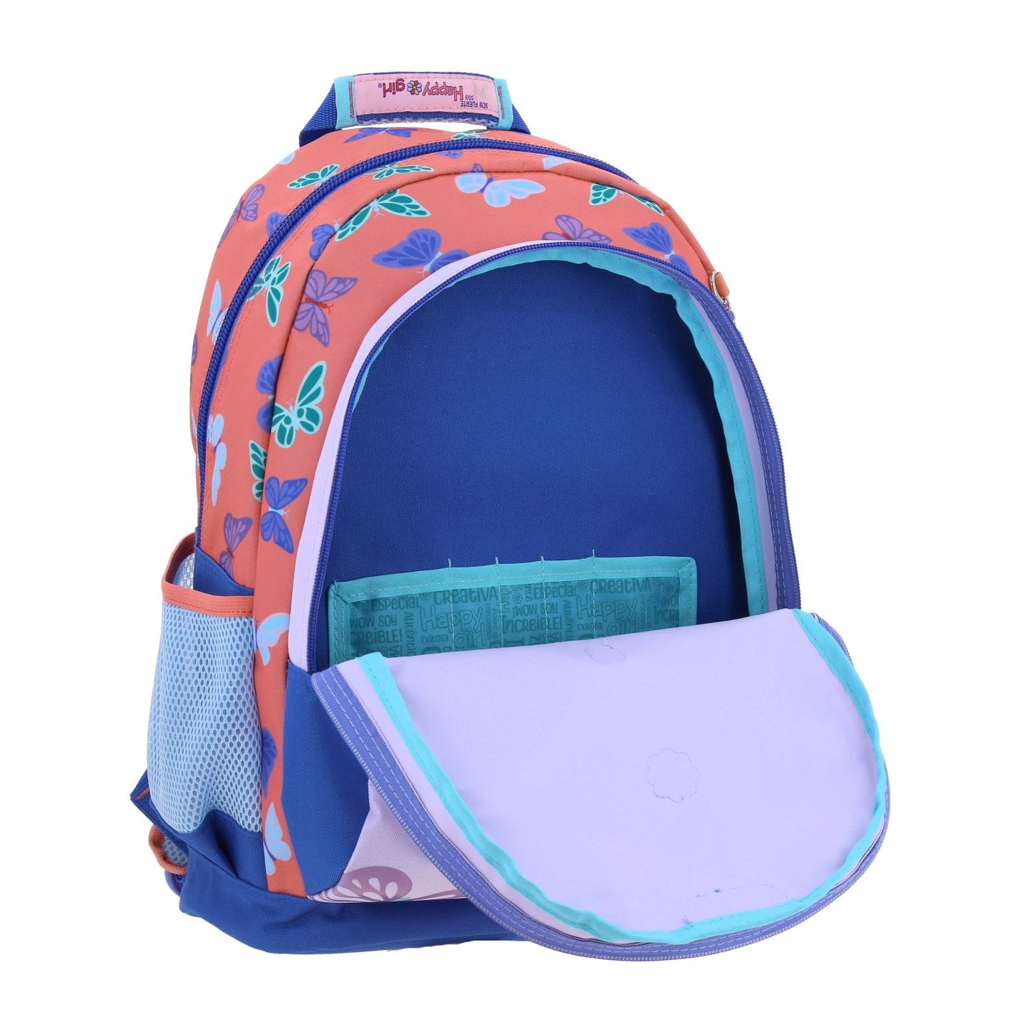 Mochila Chenson Happy Girl modelo BUTER color lila con azul y rosa