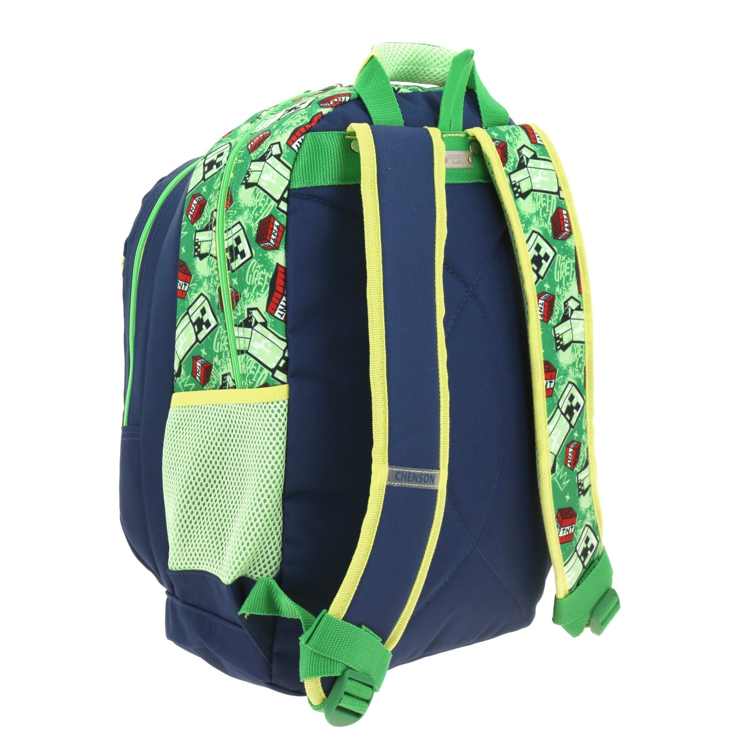 Mochila Chenson Minecraft modelo BANSK color azul con verde