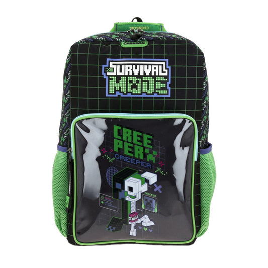 Mochila Chenson Minecraft modelo BINIT color negro con verde