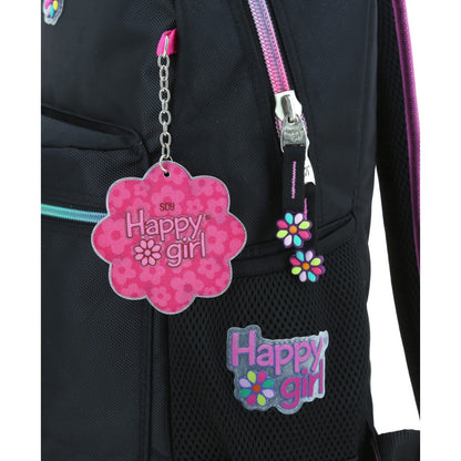 Mochila Chenson Happy Girl modelo ALELY color negro con rosa