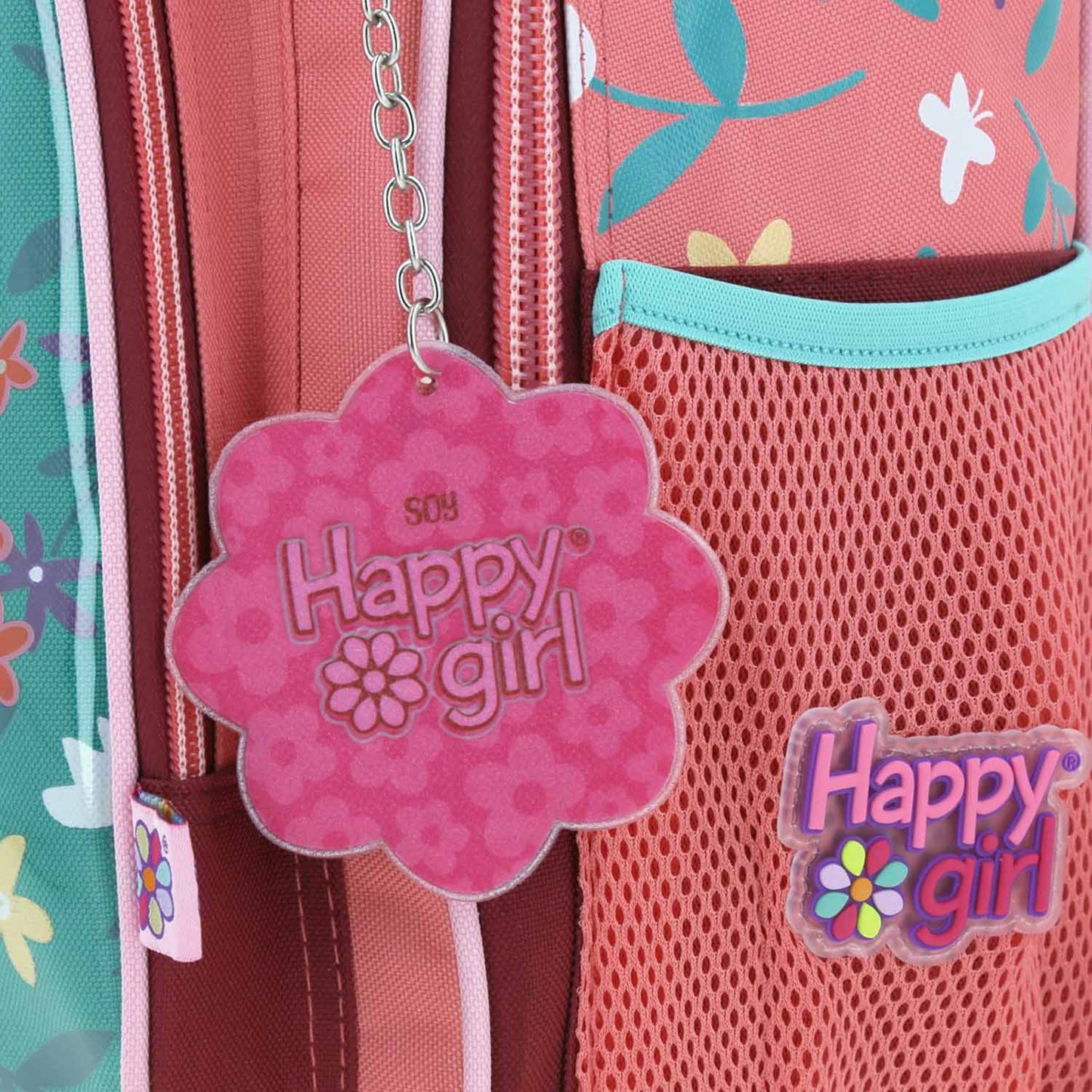 Mochila Chenson Happy Girl modelo MANICO color rosa con verde