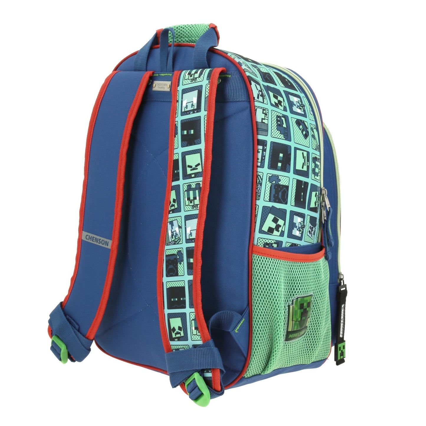 Mochila Chenson Minecraft modelo BLIPER color azul con verde