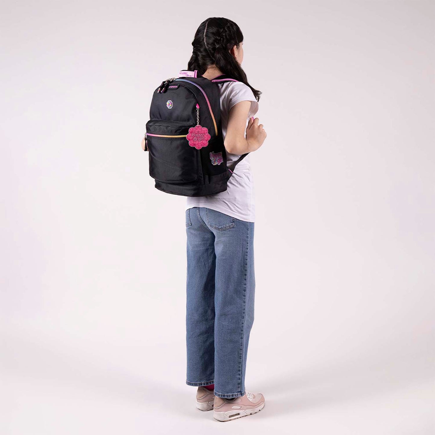 Mochila Chenson Happy Girl modelo ALELY color negro con rosa