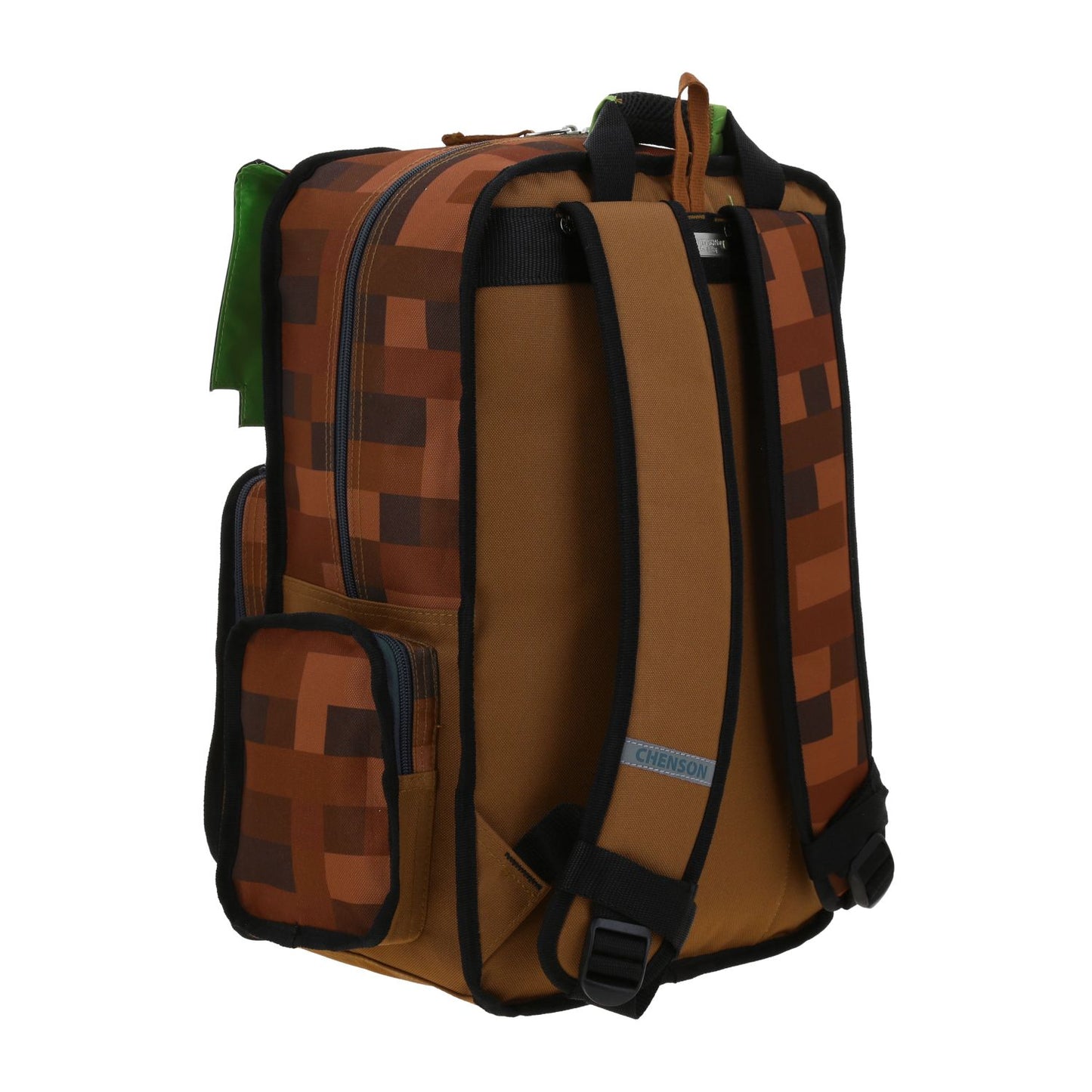 Mochila Chenson Minecraft modelo PEXEL color ladrillo con verde