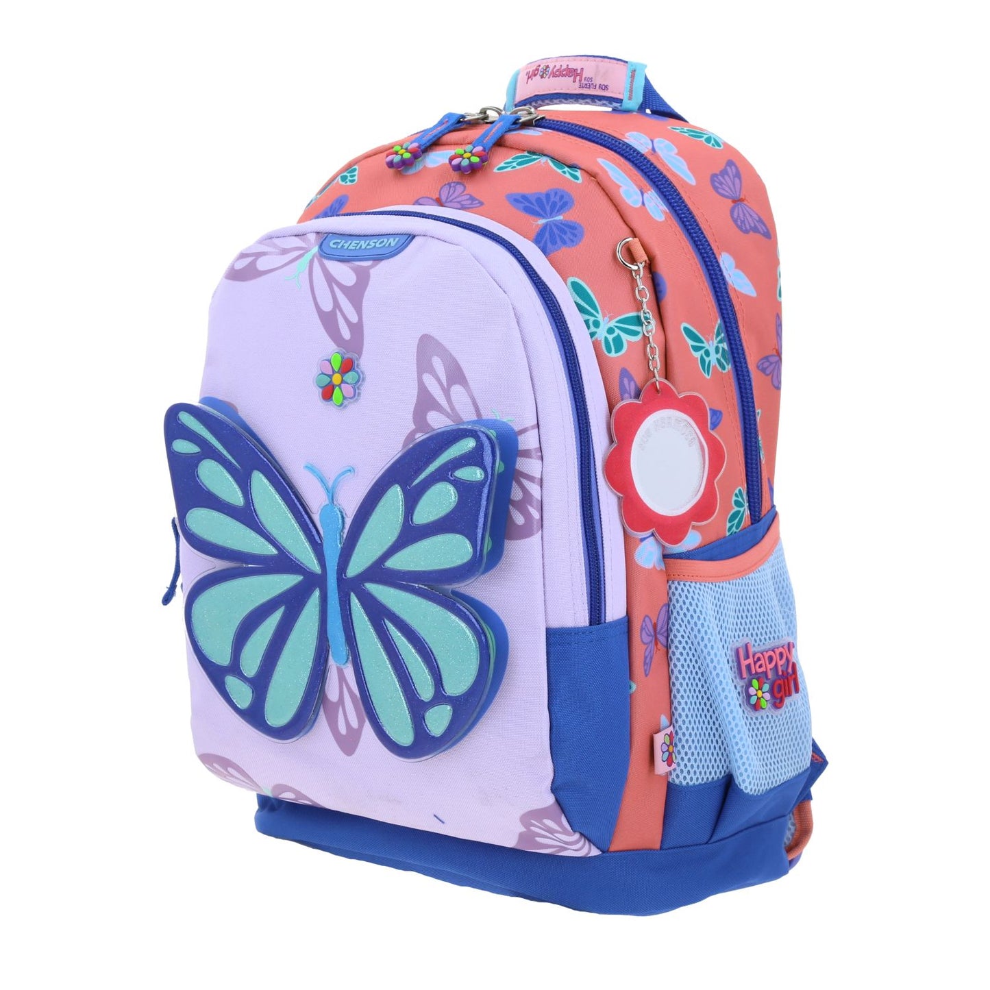 Mochila Chenson Happy Girl modelo BUTER color lila con azul y rosa