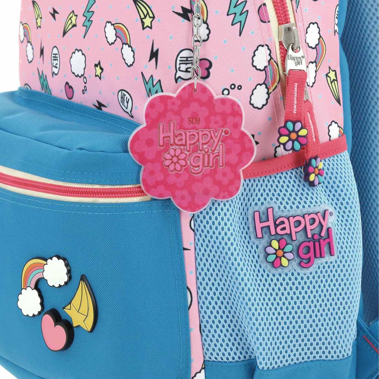 Mochila Chenson Happy Girl modelo POPT color azul con rosa