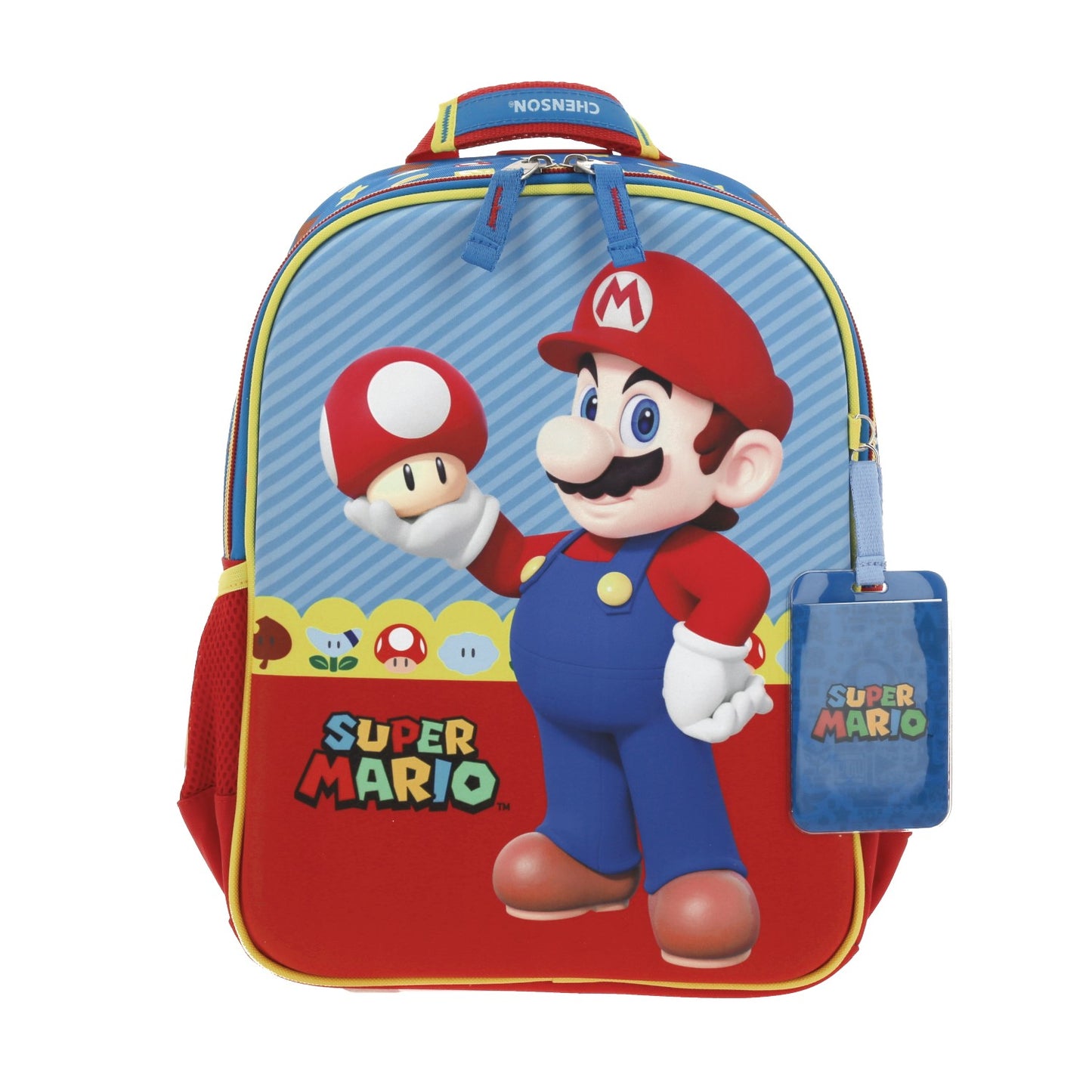 Mochila Chenson Super Mario Bros modelo MUSH color azul con rojo tamaño KINDER