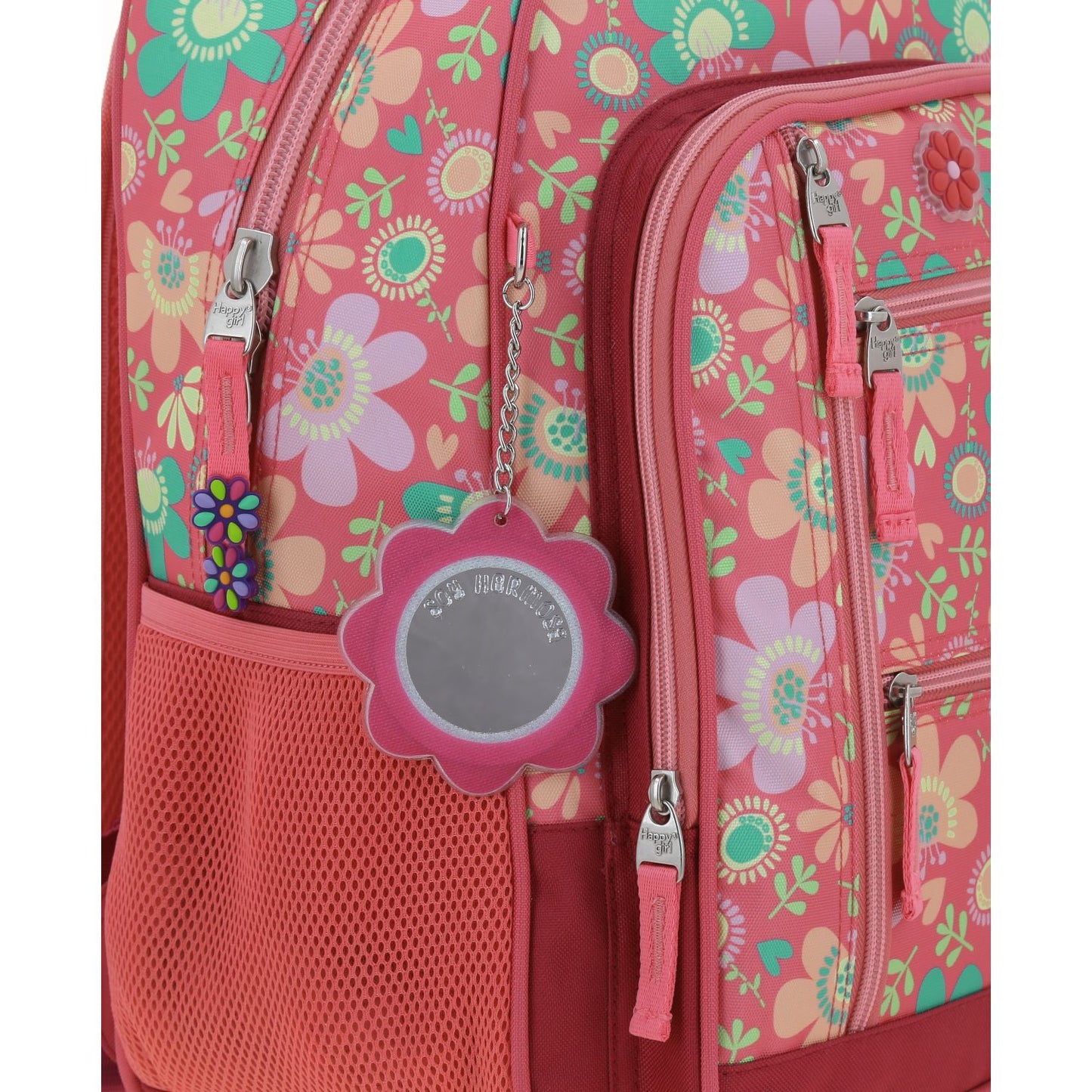 Mochila Chenson Happy Girl modelo FLORIS color rosa con rojo