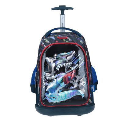 Mochila Chenson Hot Wheels modelo BITE con RUEDAS color azul