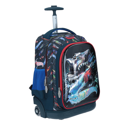 Mochila Chenson Hot Wheels modelo BITE con RUEDAS color azul